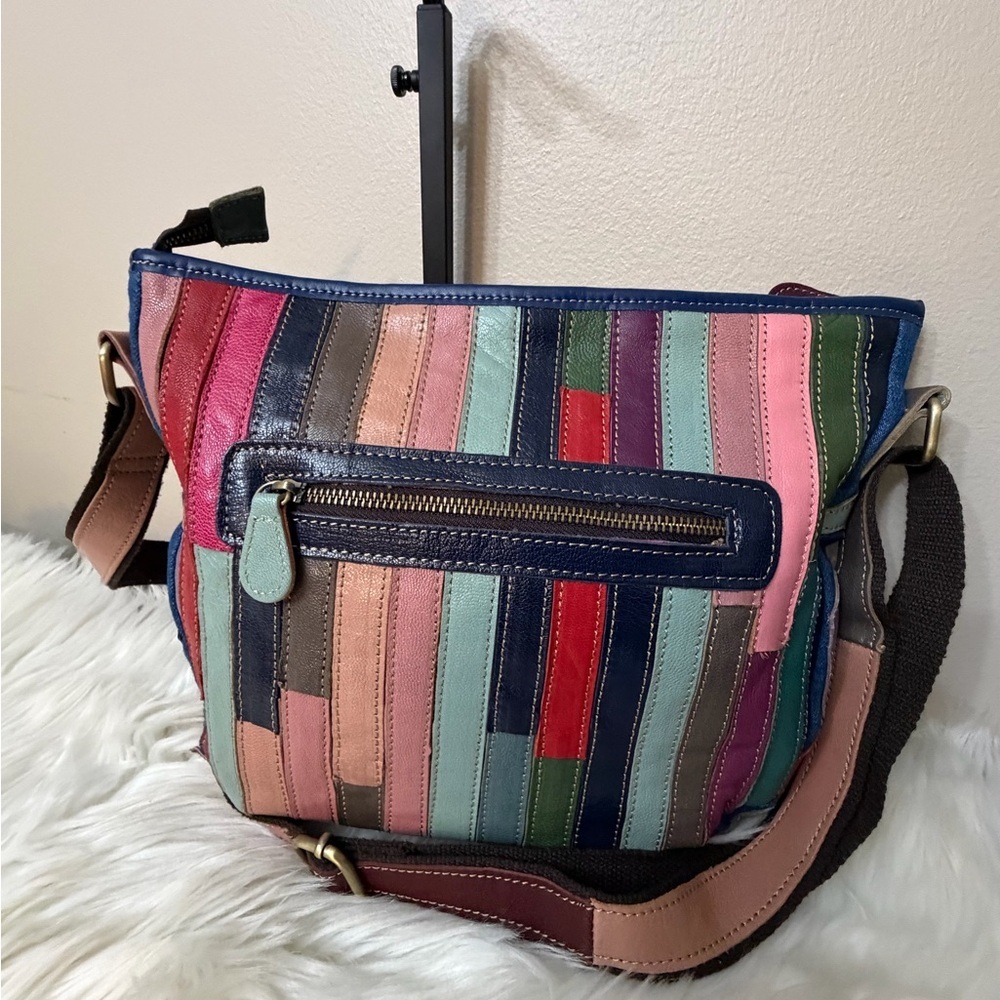Ameri Leather Multicolor Striped Crossbody Bag - image 4